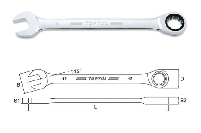 Набір ключів комбінованих TOPTUL 8-19мм 12шт (GPAQ1202)