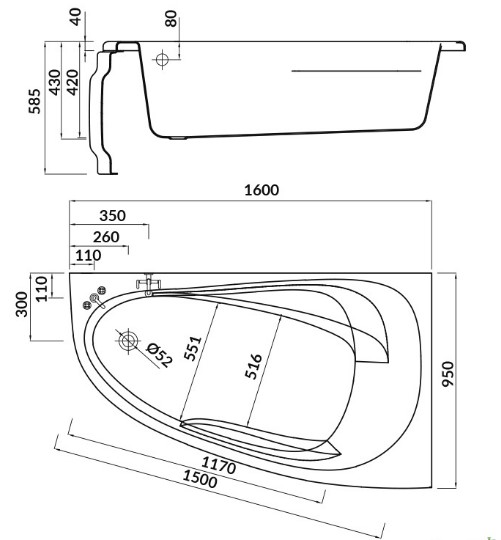   Cersanit Joanna New 160x95  (S301-169)