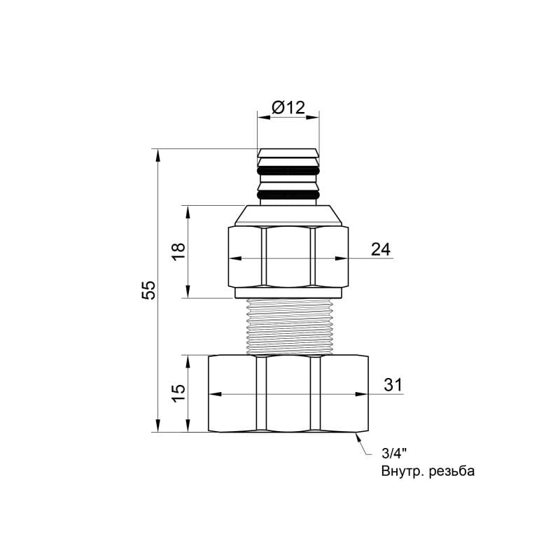 Перехідник обтискний Icma №532 16х3/4" ВР (81532AEGH06)