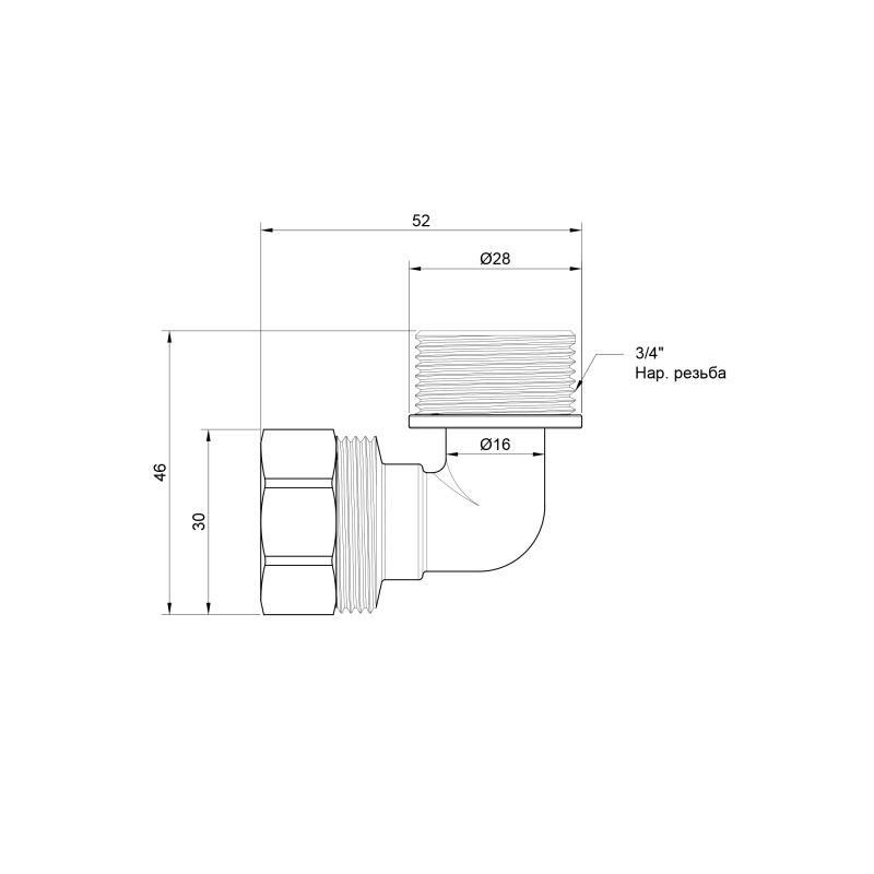 Кут обтискний SD Plus 20х3/4" НР (SD157W2020)