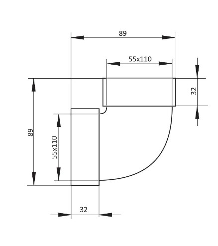 Колено вертикальное Vents 55x110мм (5252)