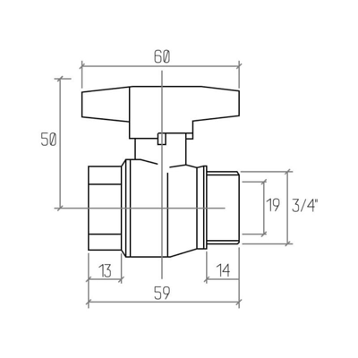 Кран шаровий Rastelli Nova Plus 3/4" ВН (RAS451020)