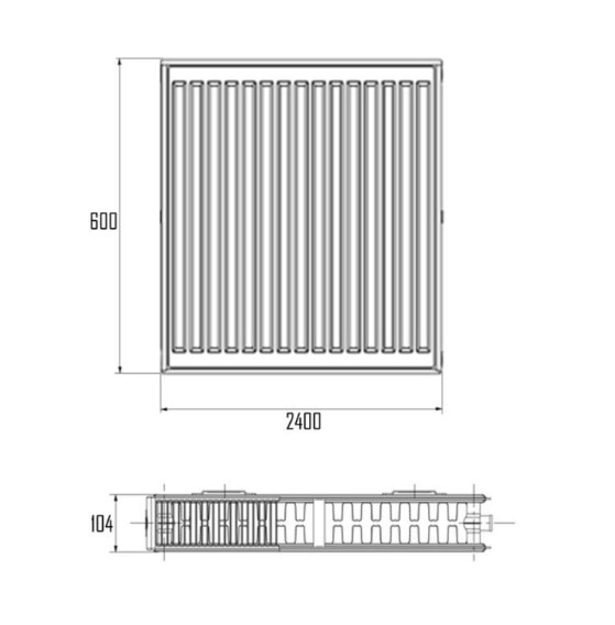 Радіатор сталевий Aquatronic 22-К 600x2400 бічне підключення (A226002400K)