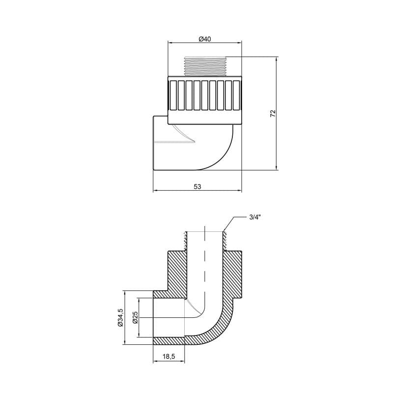 Кутник Thermo Alliance PPR 25х3/4" НР (DSE4035)