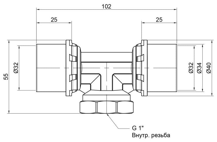 Тройник пресс Icma №408 32х1"х32 ВР (81408AFGQ06)