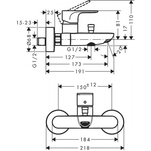 Змішувач для ванни Hansgrohe Rebris S (72440000)