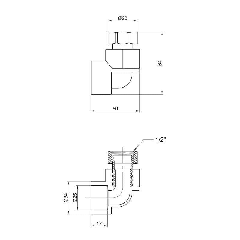 Кутник Alfa Plast PPR з накидною гайкою 25х3/4" (APTUWE2034X)