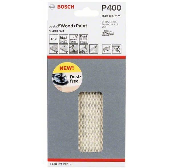 Шліфлисти на сітчастій основі Bosch M480 K400 93x186мм 10шт (2608621242)