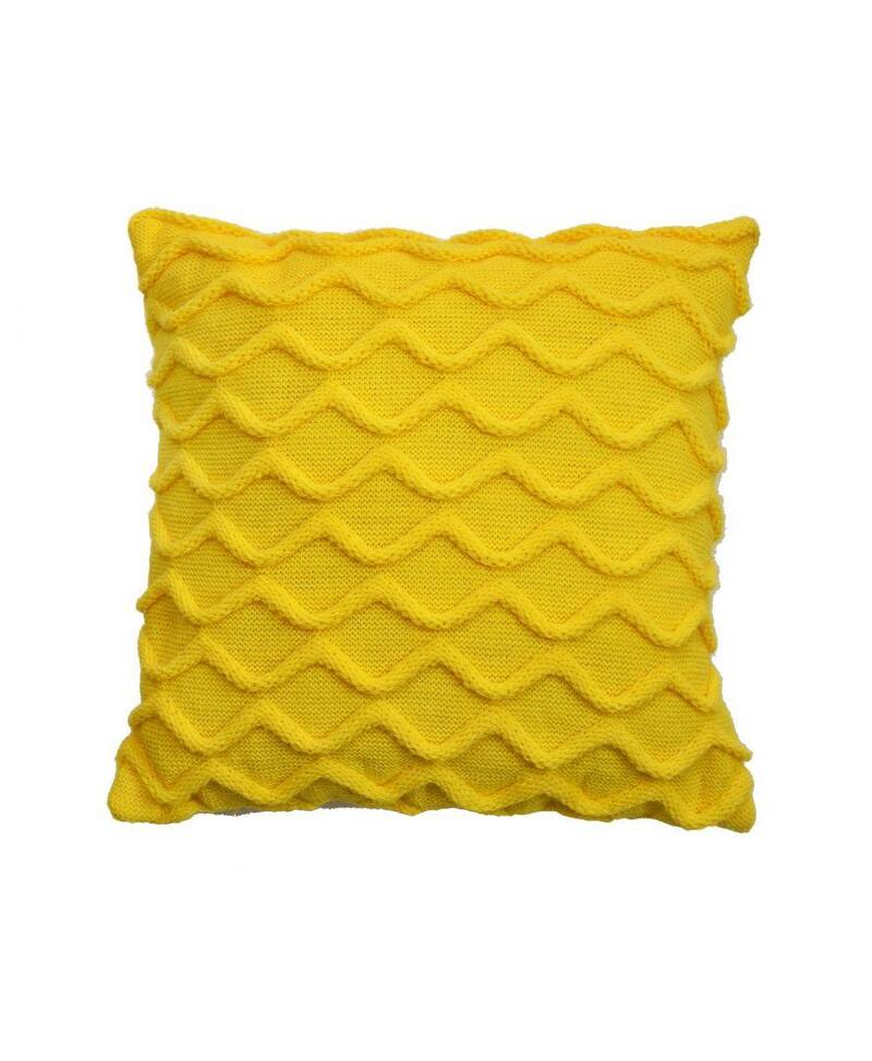 Фото подушка декоративная прованс волны вязаная желтая 33х33см (027428)