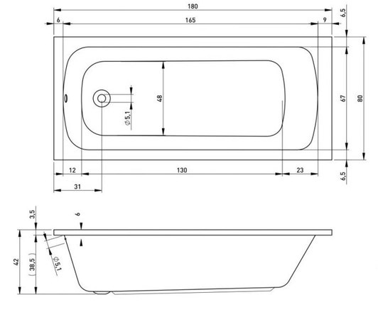 Ванна акриловая Devit Comfort 180х80см (18080123)