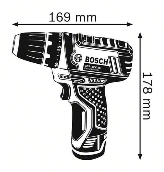 Шуруповерт акумуляторний Bosch GSR 12V-15 (GBA 12V 2.0Ah + 4.0Ah), набор 39ед. БЗП (0615990G6L)