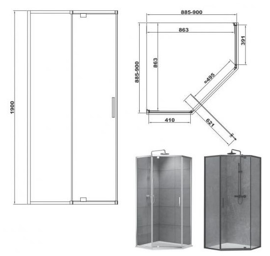   Devit Art 2.0 90x90x190   (FEN0140B)