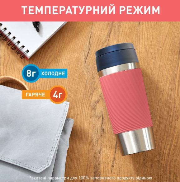 Термочашка Tefal Travel Mug Classic Twist 360мл кораловий (N2024410)