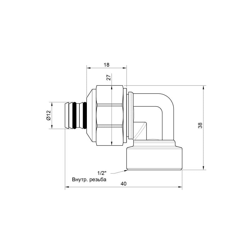 Кутник обтискний Icma №535 16х1/2" ВР (81535ADGH06)