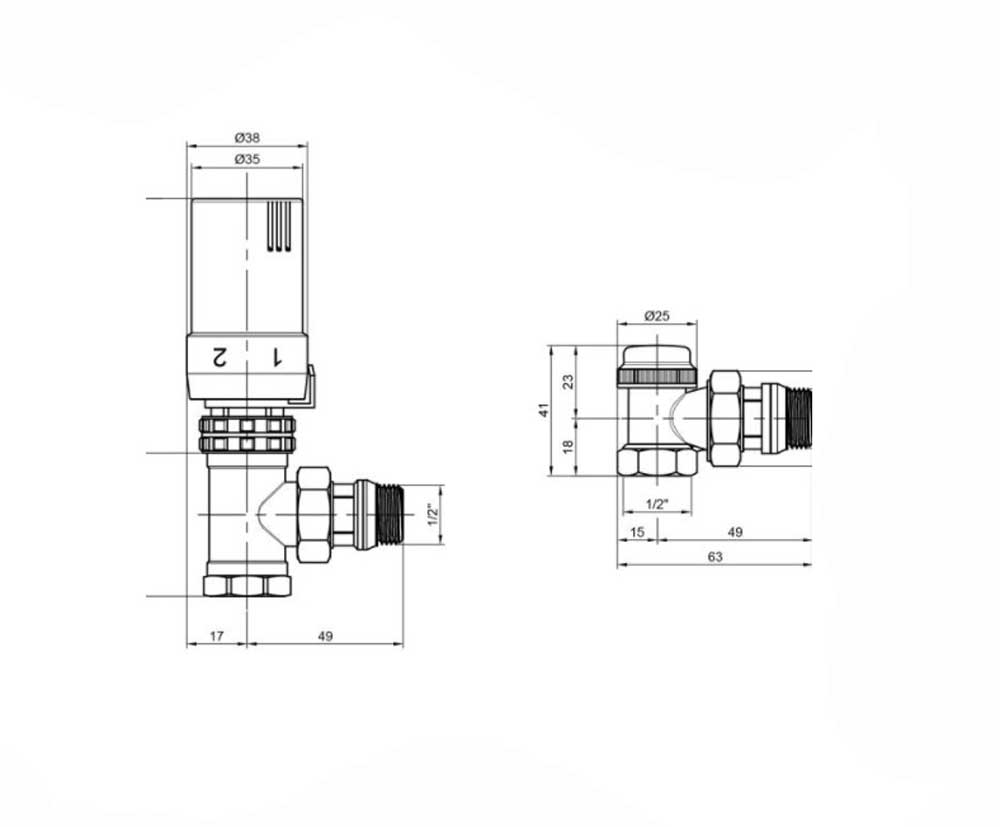 Комплект термостатический для радиатора SD Plus 1/2" угловой (SD352W15)