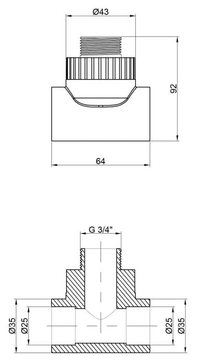 Трійник Alfa Plast PPR 25х3/4" НР (APMTTE2534X)