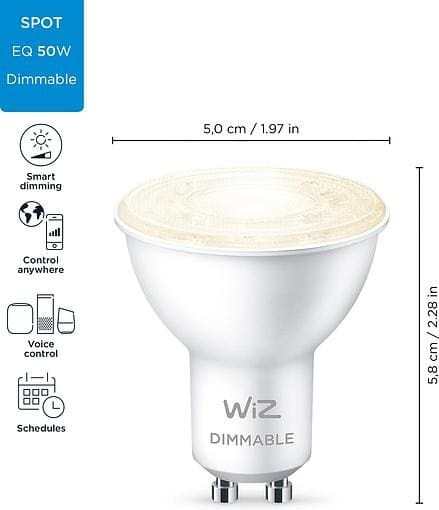 Лампа WiZ Smart GU10 4,7W 50W 400Lm 2700K Wi-Fi (929002448102)