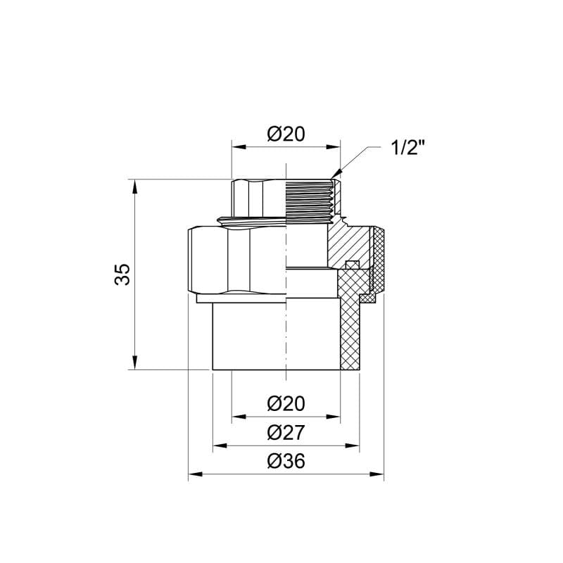 Згін Alfa Plast PPR 20х1/2" ВР (APFTUX2012X)