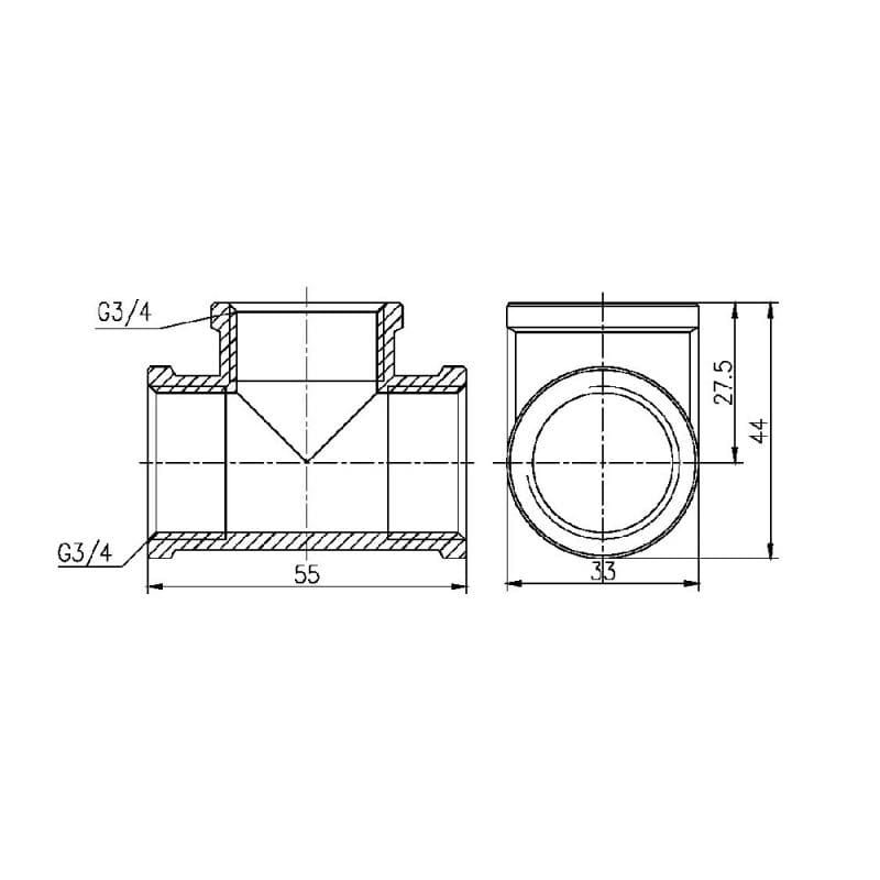 Тройник SD Forte 3/4" ВВ (SF36120)