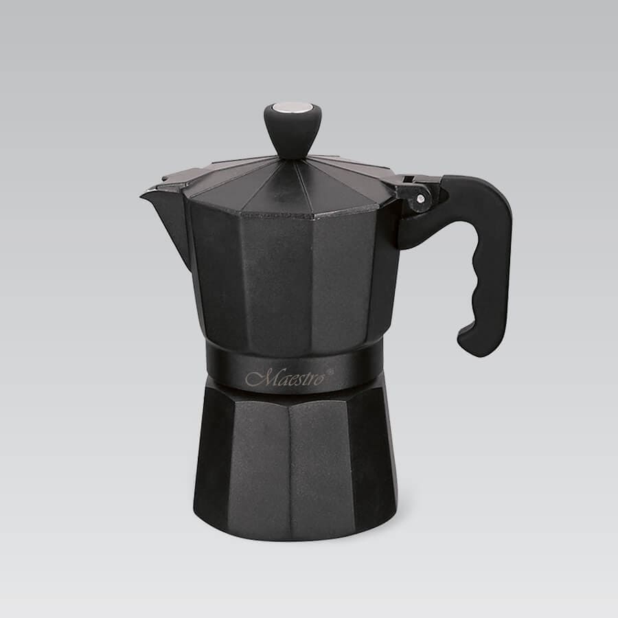 Фото кофеварка гейзерная maestro espresso moka 300мл на 6 чашек (mr-1666-6-black)