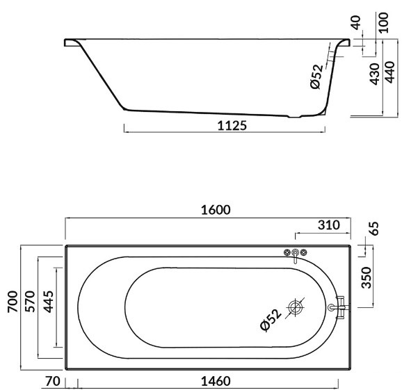   Cersanit Oktabia 160x70 (S301-252)