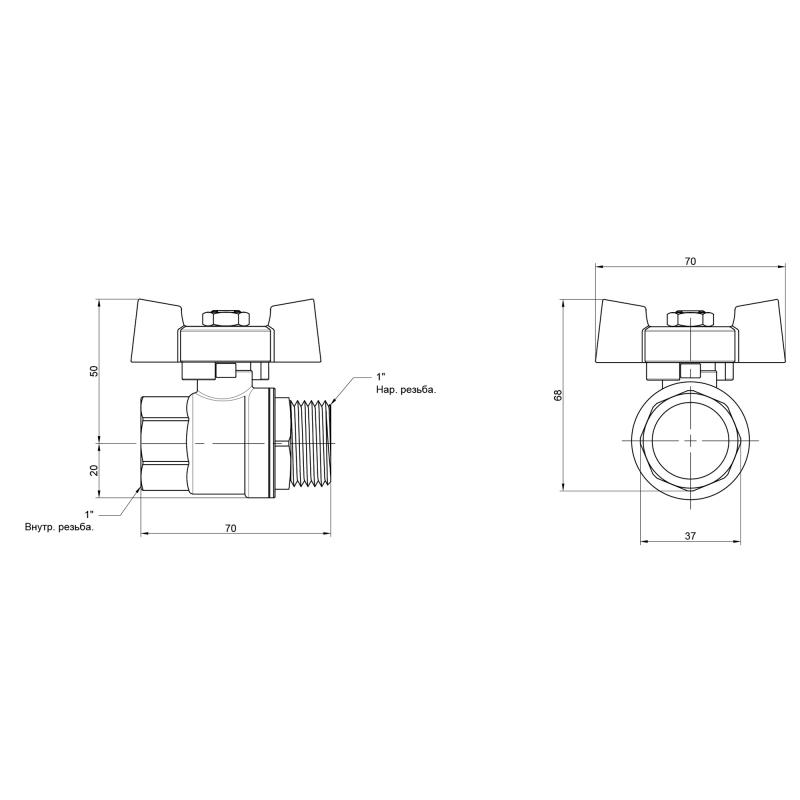 Кран шаровой SD Plus 1" ВН для воды (SD607NW25PN40)