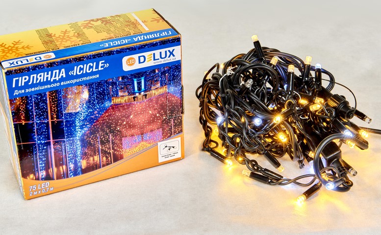 Гірлянда зовнішня Delux Icicle 75LED IP44 EN теплий білий 2x0.7м (90015185)