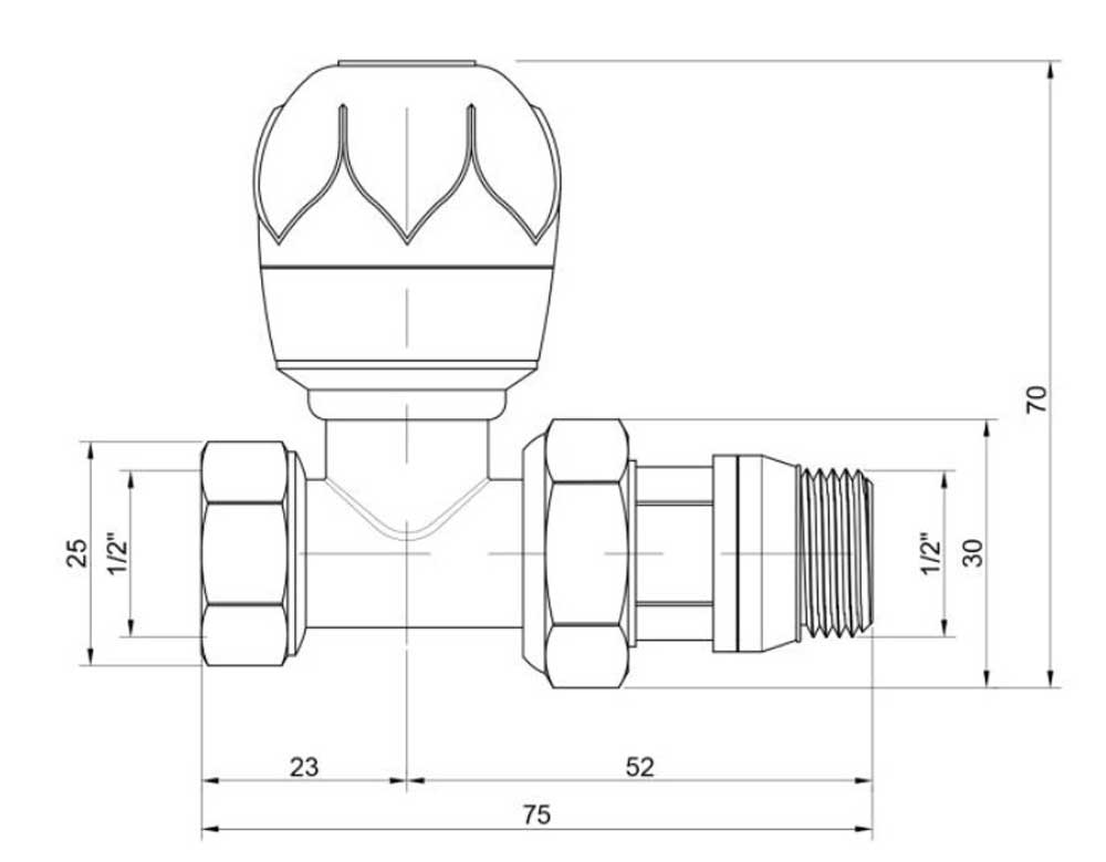 Кран радіаторний Icma №1113 1/2" з антипротечкой прямий (821113AD07)