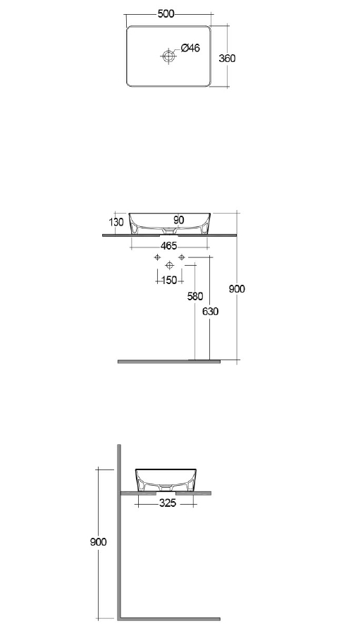 Умивальник на стільницю RAK Ceramics Sanitaryware Feeling 50x36x13см (FEECT5000AWHA)