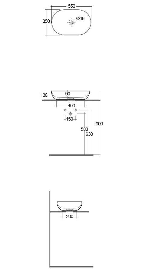    RAK Ceramics Sanitaryware Feeling 55x35x13 (FEECT5500AWHA)