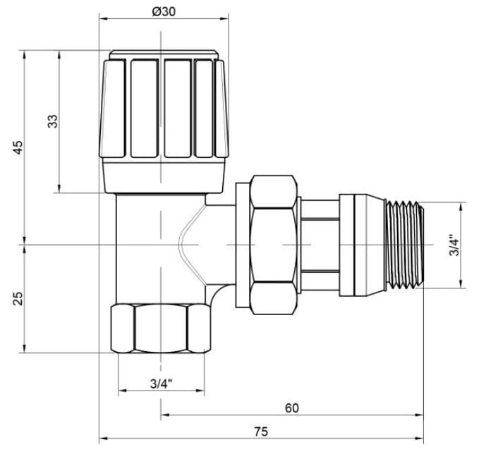 Кран радиаторный Icma №951 3/4" с антипротечкой угловой (82951AE06)