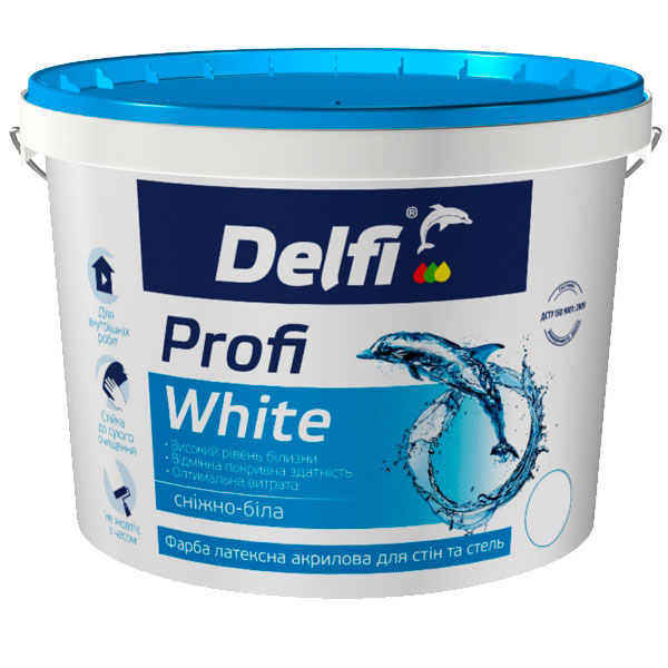 Краска латексная акриловая Delfi Profi White для стен и потолков 4,2кг