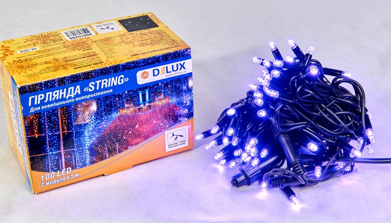 Гірлянда зовнішня Delux String 100LED IP44 EN фіолетовий 2x5м (90015260)