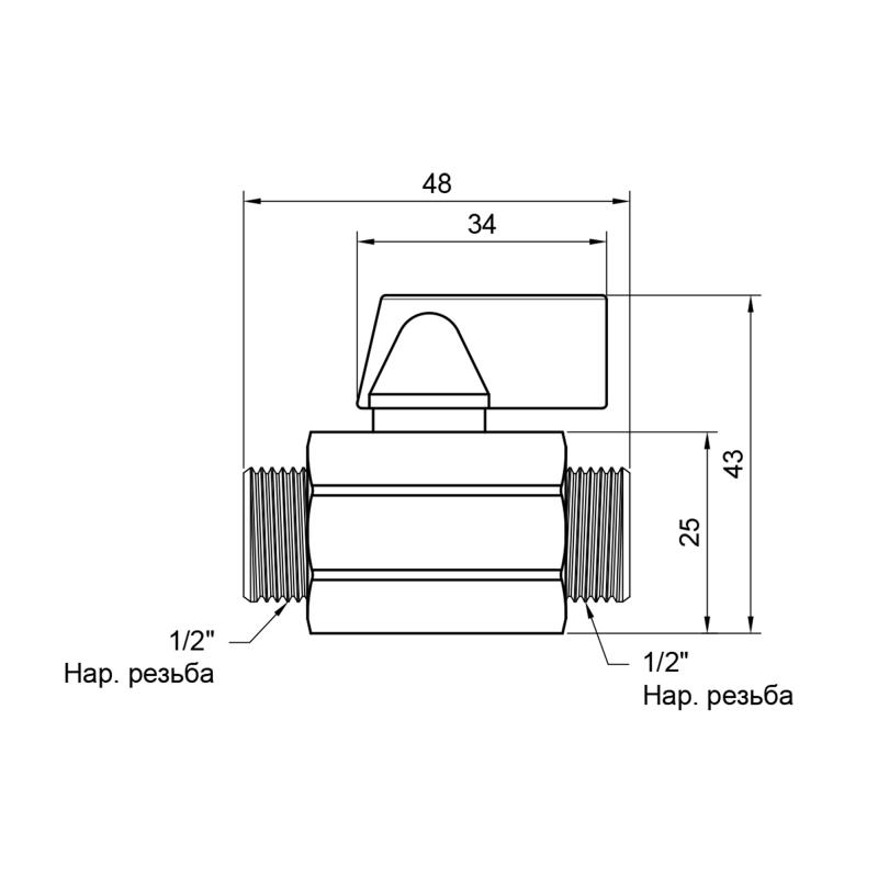 Кран кульовий SD Plus Mini 1/2" ЗР (SD189W15)