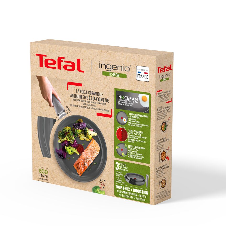 Фото набор посуды tefal ingenio renew серый 3 предмета (l2609502)