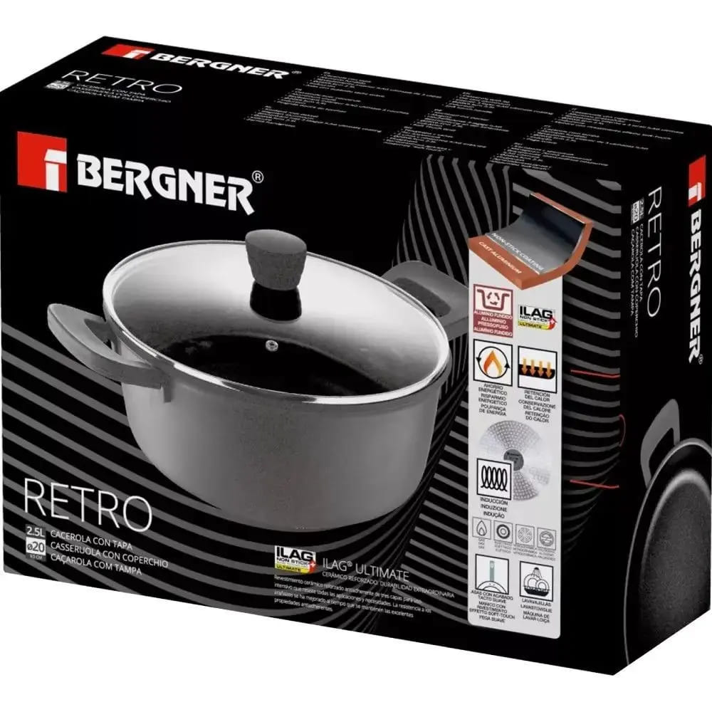 Каструля з кришкою Bergner Retro 20см, 2,5л (BG-30737-NP)