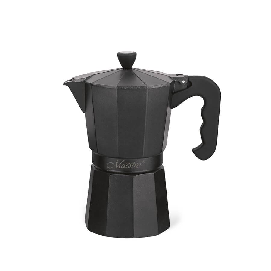 Фото кофеварка гейзерная maestro espresso moka 300мл на 6 чашек (mr-1666-6-black)