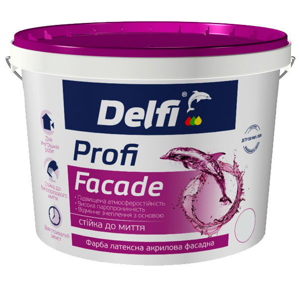 Краска латексная акриловая Delfi Profi Facade фасадная белая 4,2кг