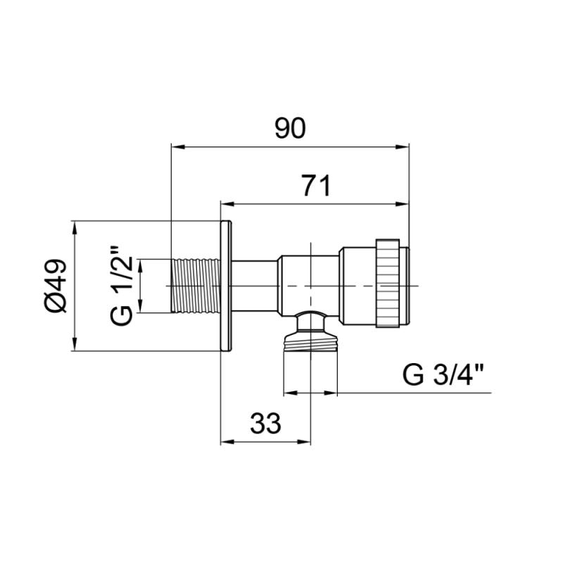 Кран приладовий Lidz буксовий 1/2"х3/4" кутовий (LDWEN134NKS34931)