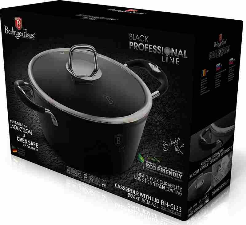 Фото кастрюля berlinger haus black professional 4,1л (6123-bh)