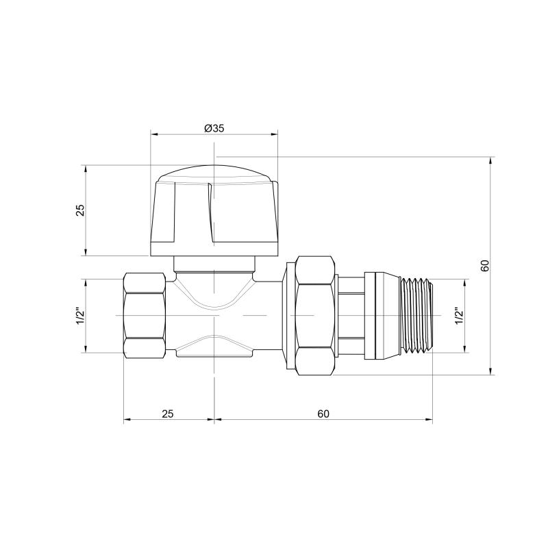 Кран радиаторный Icma №775+940 3/4" прямой (82775AE06940)