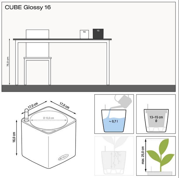   Lechuza CUBE Glossy 16   17x17x16 (13521)