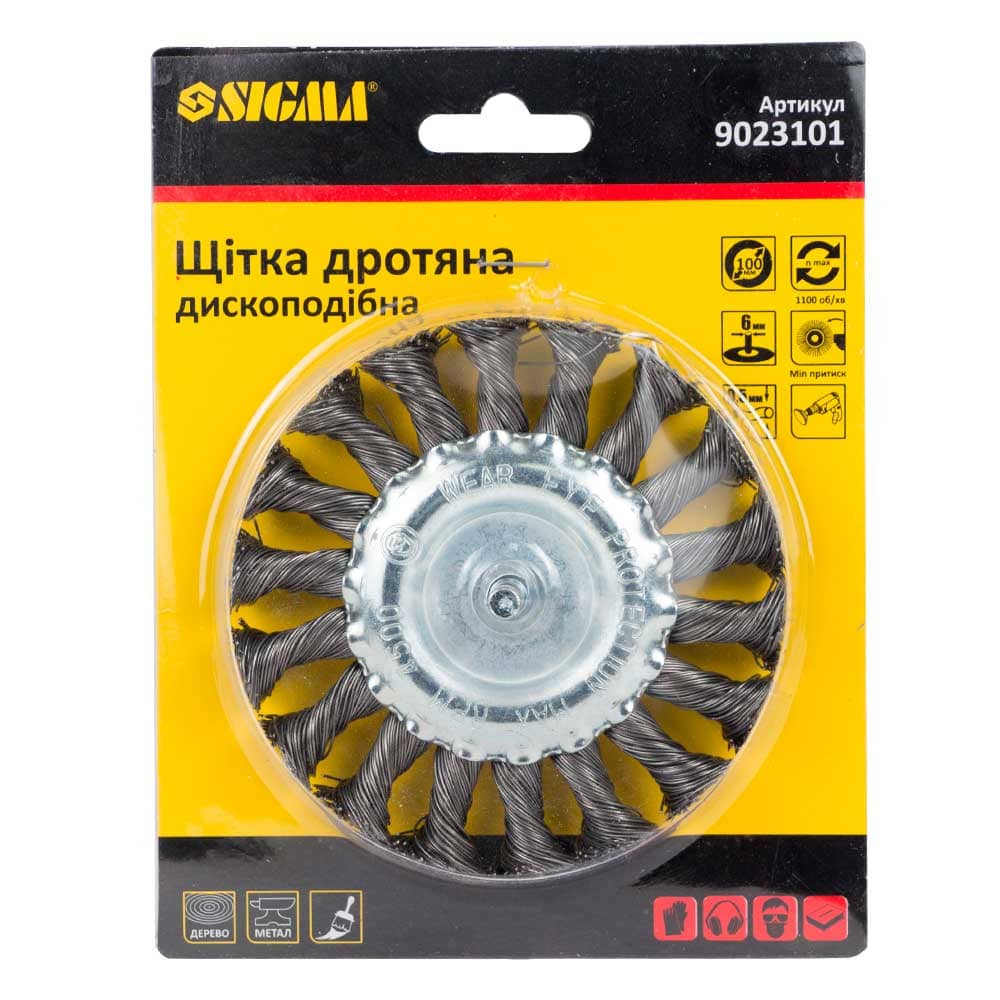 Щітка дискова Sigma 100мм хвостовик 6мм (9023101)