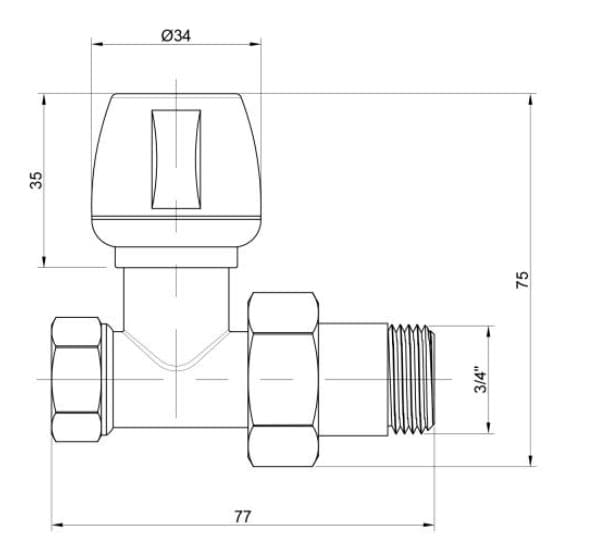 Кран радіаторний Icma №813 3/4" прямий (82813AE06)