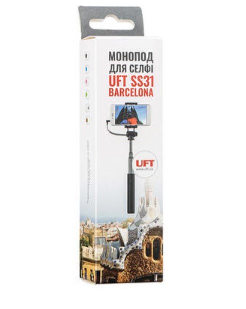 Фото монопод для селфи cо шнуром uft ss31 barcelona selfie stick white (uftss31)