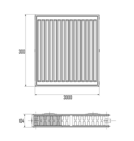 Радіатор сталевий Aquatronic 22-К 300х3000 бічне підключення (A223003000K)