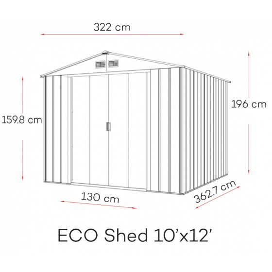 Сарай Duramax ECO металлический 362,7x322x196см серый с белым (10742)