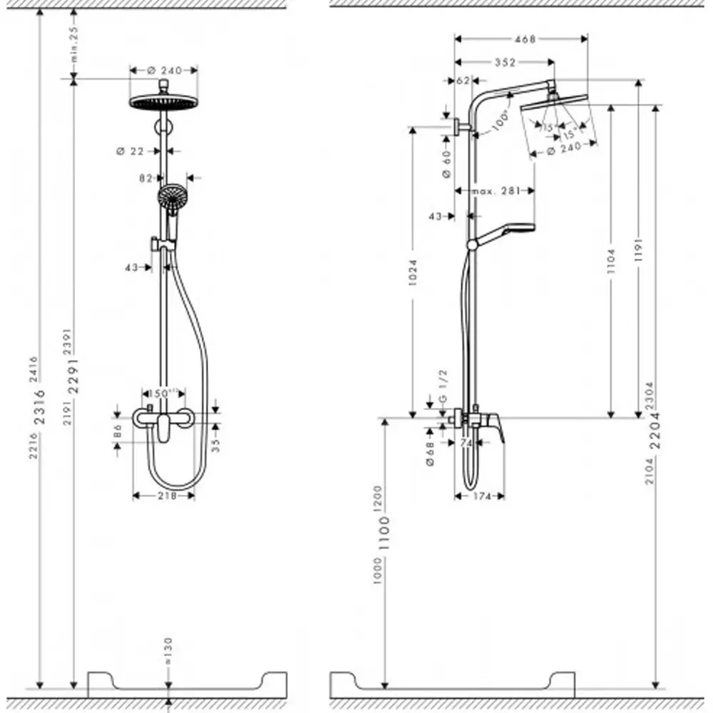   Hansgrohe Crometta S 240 1jet Showerpipe (27269000)