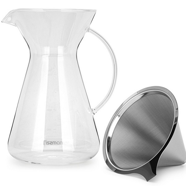 Кавник Fissman Pour Over зі сталевим фільтром 900мл (9083)