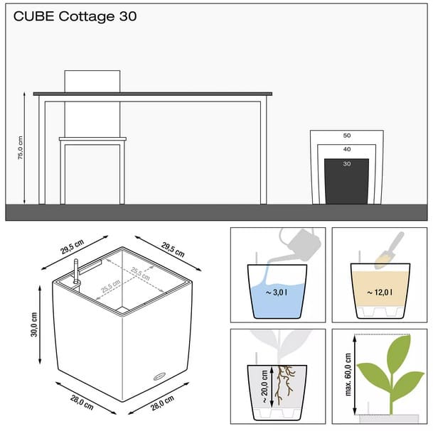 Розумний вазон Lechuza Cube Cottage 30 граніт 12л (15372)